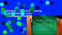 F.R.E.E [D.O.W.N.L.O.A.D] Teaching for Critical Thinking: Tools and Techniques to Help Students