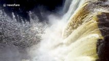 Incredible drone footage shows kayaker going off 110ft waterfall