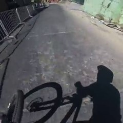 Amazing stunt of cycle rider in a competition