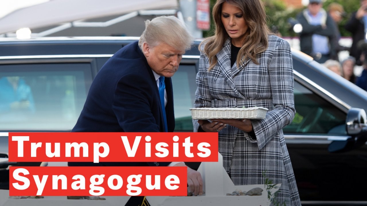 Donald Trump Met By Protesters As He Paid Tributes To Victims Of Pittsburgh Shooting