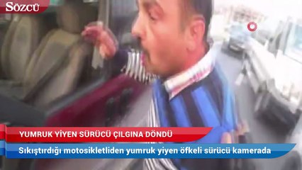 Motosikletliden yumruk yiyen sürücü çılgına döndü