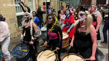 Liverpool holds 'zombified' Halloween Samba parade