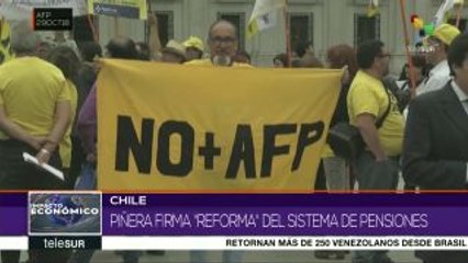 Chile: presidente Piñera firma reforma al sistema de pensiones