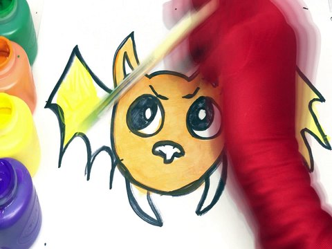 Glitter Halloween Bat coloring and drawing Learn Colors for Kids, Toddlers Toy Art with Nursery Rhymes