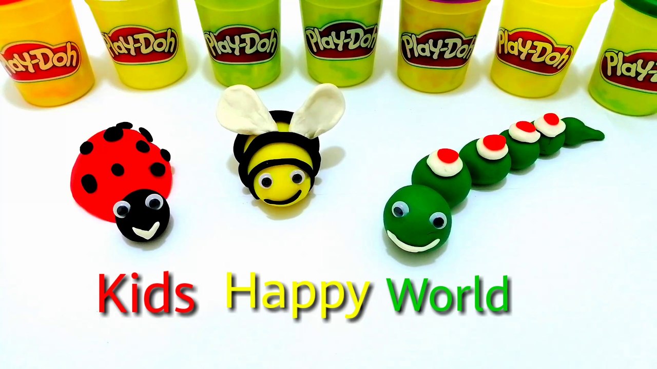 How to Make Funny Insects with Play Doh Learn Colors Numbers Bee Caterpillar and Ladybug