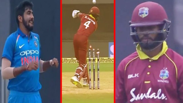 India VS West Indies 5th ODI: Jasprit Bumrah clean bowls Shai Hope for Duck | वनइंडिया हिंदी