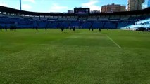 Buen gol de Marc Gual en el entrenamiento del Real Zaragoza (01/11/2018)