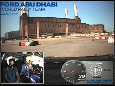 Mikko Hirvonen hammers CAR Magazine around Battersea power station in Ford Fiesta WRC (2011)