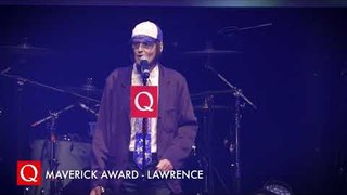 Lawrence collects his first award EVER at the #QAwards
