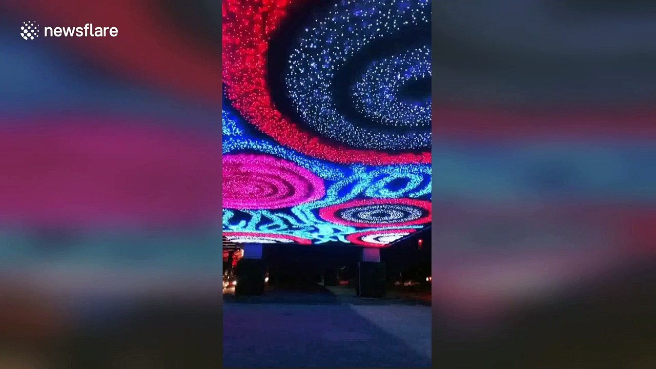 Overpass in China illuminated with 'Starry Night' display
