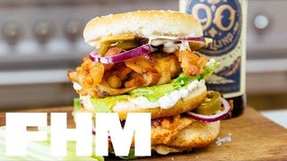 How to make DJ BBQ's Double Buffalo Chicken Stack Burger