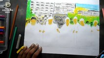 Drawing West Bengal Strike _ oil pastel scenery (পশ্চিমবঙ্গ ধর্মঘট) ( 314)