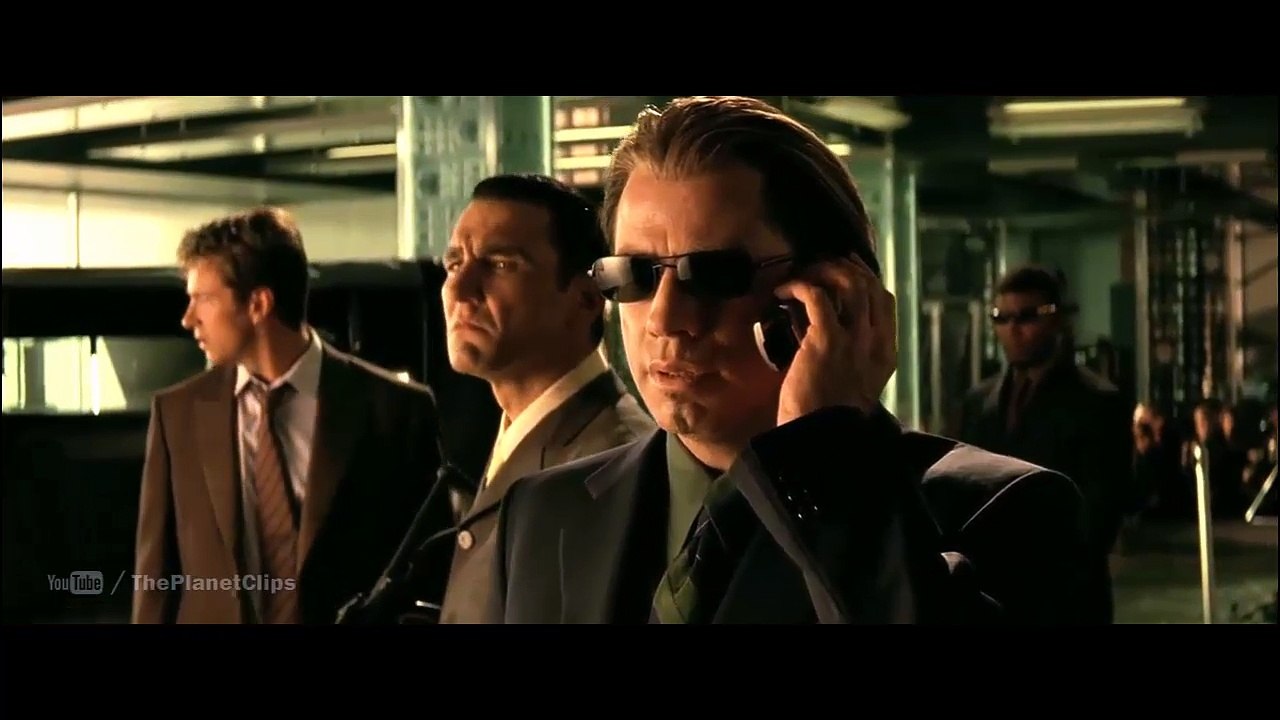 First bomb blast scene outside the building of bank from the movie Swordfish (2001) film video
