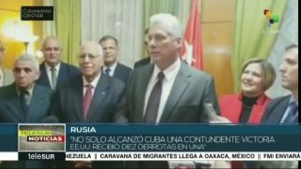 Celebra Díaz-Canel desde Rusia la victoria de Cuba en la ONU