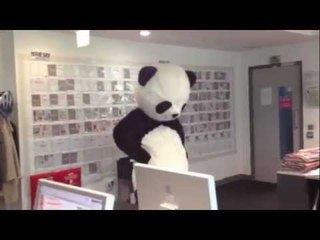 Huge Panda pays a visit to Closer magazine HQ and does a little dance