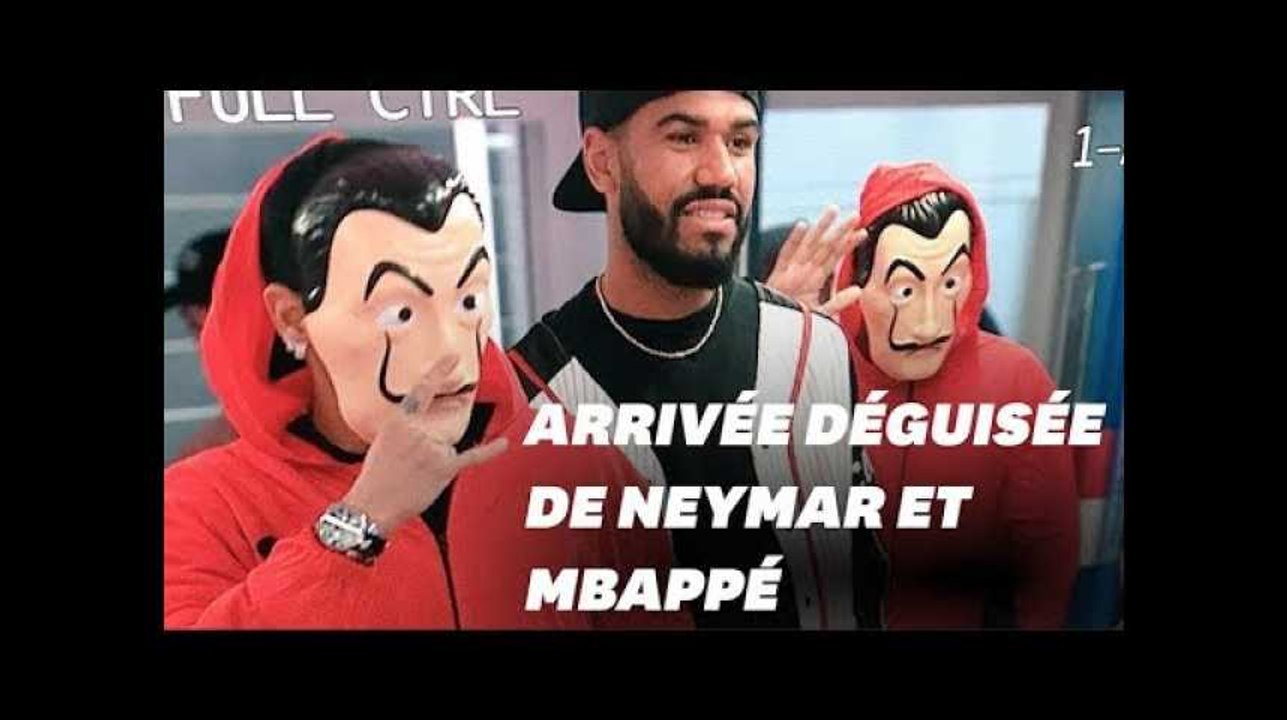 Mbappé et Neymar arrivent au stade déguisés en braqueurs de la Casa de Papel