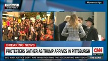 Protesters gather as Donald Trump arrives in Pittsburgh. #Pittsburgh #DonaldTrump #News #CNN @realDonaldTrump #FoxNews #ABC #NBC #CNBC