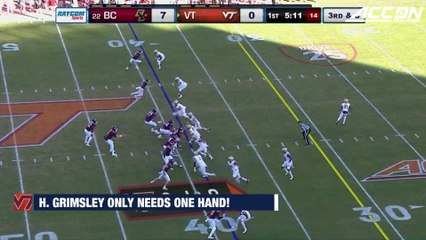 Virginia Tech WR Hezekiah Grimsley One-Handed Catch Impresses vs. BC