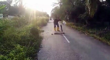 Il trouve un énorme cobra au milieu de la route