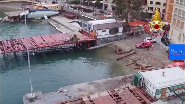 Aerial footage shows extent of damage in Italy’s storm-hit Rapallo