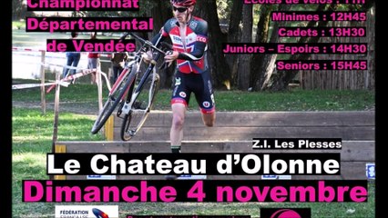 Cyclocross : Championnat de Vendée au Château D ' Olonne , Dimanche 4 Novembre 2018 !