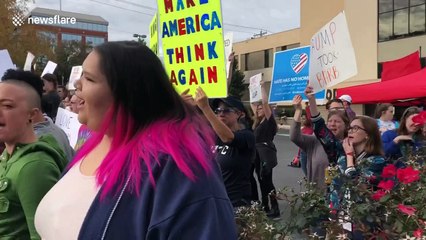 Protestors chant "black lives matter" outside Chattanooga Republican rally