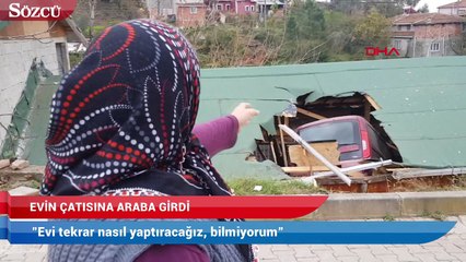Kocaeli’de ticari araç evin çatısına düştü