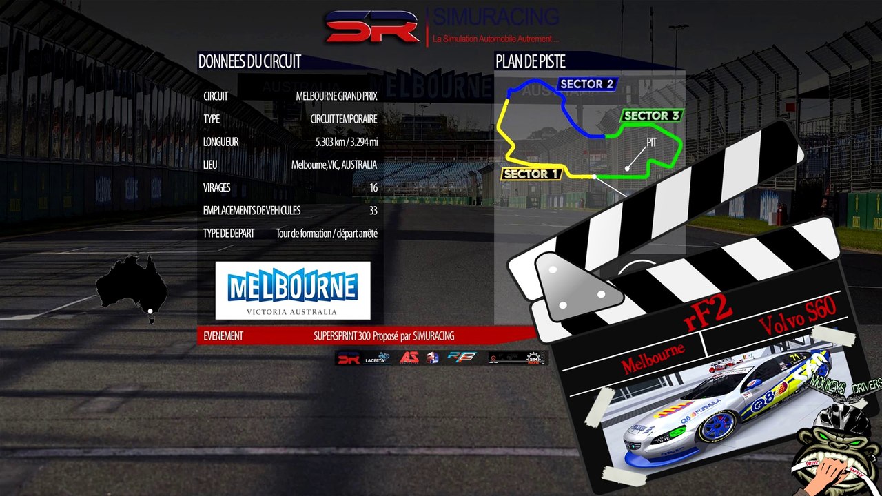 Tour de piste à Melbourne en Volvo S60 SRV8 sur Rfactor 2