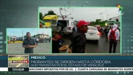 Aún en Veracruz primera caravana migrante sigue a la Ciudad de México