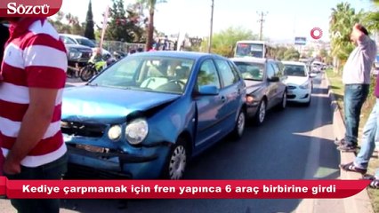 Kediye çarpmamak için 6 araç birbirine girdi