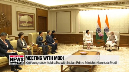 First Lady Kim Jung-sook meets with Indian PM Modi as official representative of S. Korea