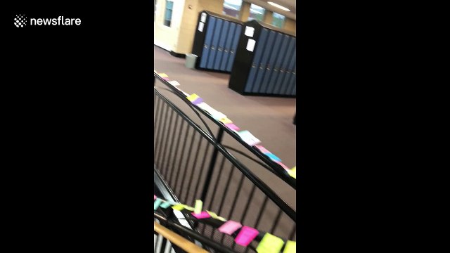 High school students spread positive messages with colourful post-it notes after teen attempts suicide
