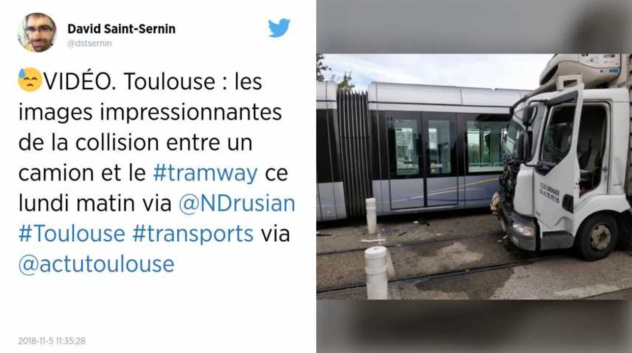 Toulouse. Un camion percute un tramway et le fait dérailler.
