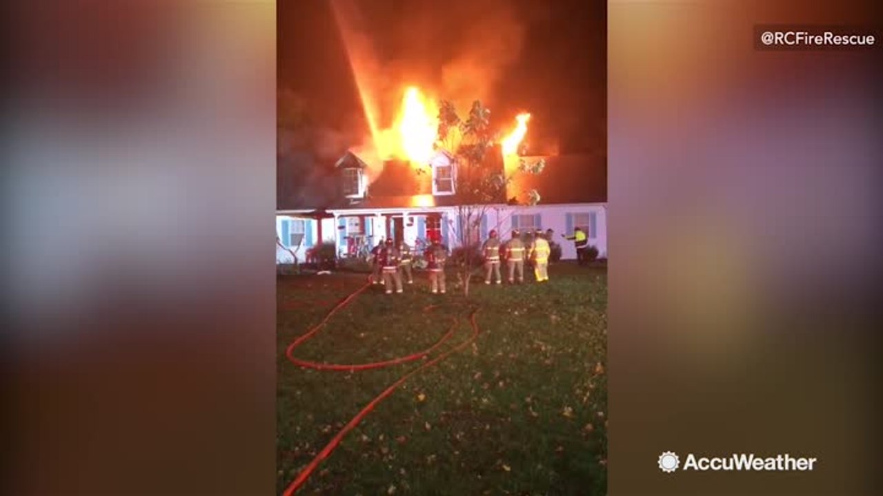 A father and 3 children barely made it out of this lightning-sparked house fire