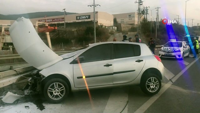 Direksiyon Hakimiyetini Kaybeden Alkollü Sürücü Bariyere Ok Gibi Saplandı