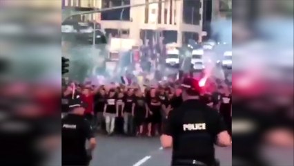 Los aficionados de la Curva Sud del Milan, en Luxemburgo durante esta edición de Liga Europa