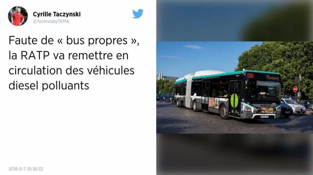 Paris : faute de bus propres, la RATP va rappeler des véhicules diesel