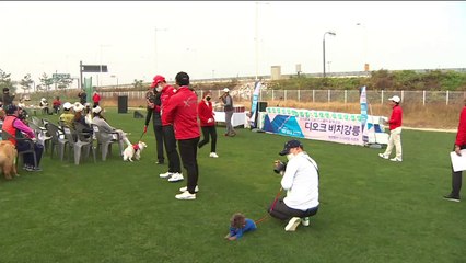 반려견과 함께 ‘나이스 샷’…이색 골프대회 열려
