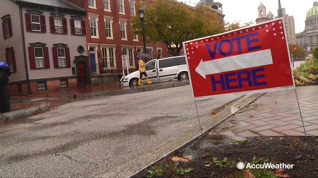 Rainy conditions doesn't stop voters from heading to the polls