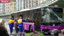 İstanbul Aksaray'da halk otobüsü tramvay hattına girerek katener telini kopardı