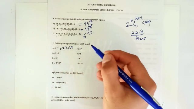 6. Sınıf MATEMATİK 1. Dönem 1. Yazılı Soruları ve Çözümü (%99 Çıkabilir )