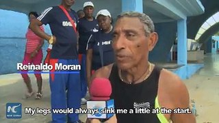 He runs 60 meters in just over nine seconds.He runs two kilometers in 12 minutes twice a week.Aged 71, he is a Cuban running against time and age.
