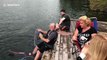 Canadian man dragged along lake in hilarious water skiing fail