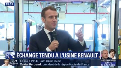 "On n'est pas là pour faire le show..." Macron répond à un salarié de Renault qui l'interpellait