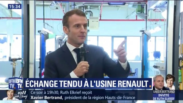 On n'est pas là pour faire le show... Macron répond à un salarié de Renault qui l'interpellait