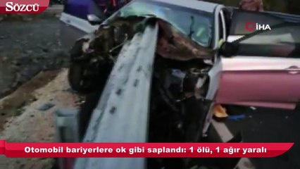 Otomobil bariyerlere ok gibi saplandı