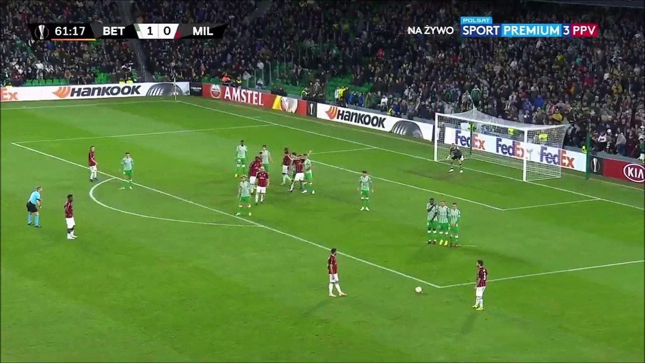 Suso Free Kick Goal - Betis 1-1 Milan