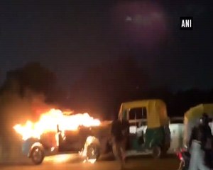 Watch: Burning car moves like a fireball on Gurugram flyover, hits an auto