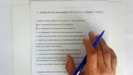 6. Sınıf Hz. MUHAMMED'in Hayatı (SİYER) 1. Dönem 1. Yazılı Soruları ve Çözümü (%99 Çıkabilir  )