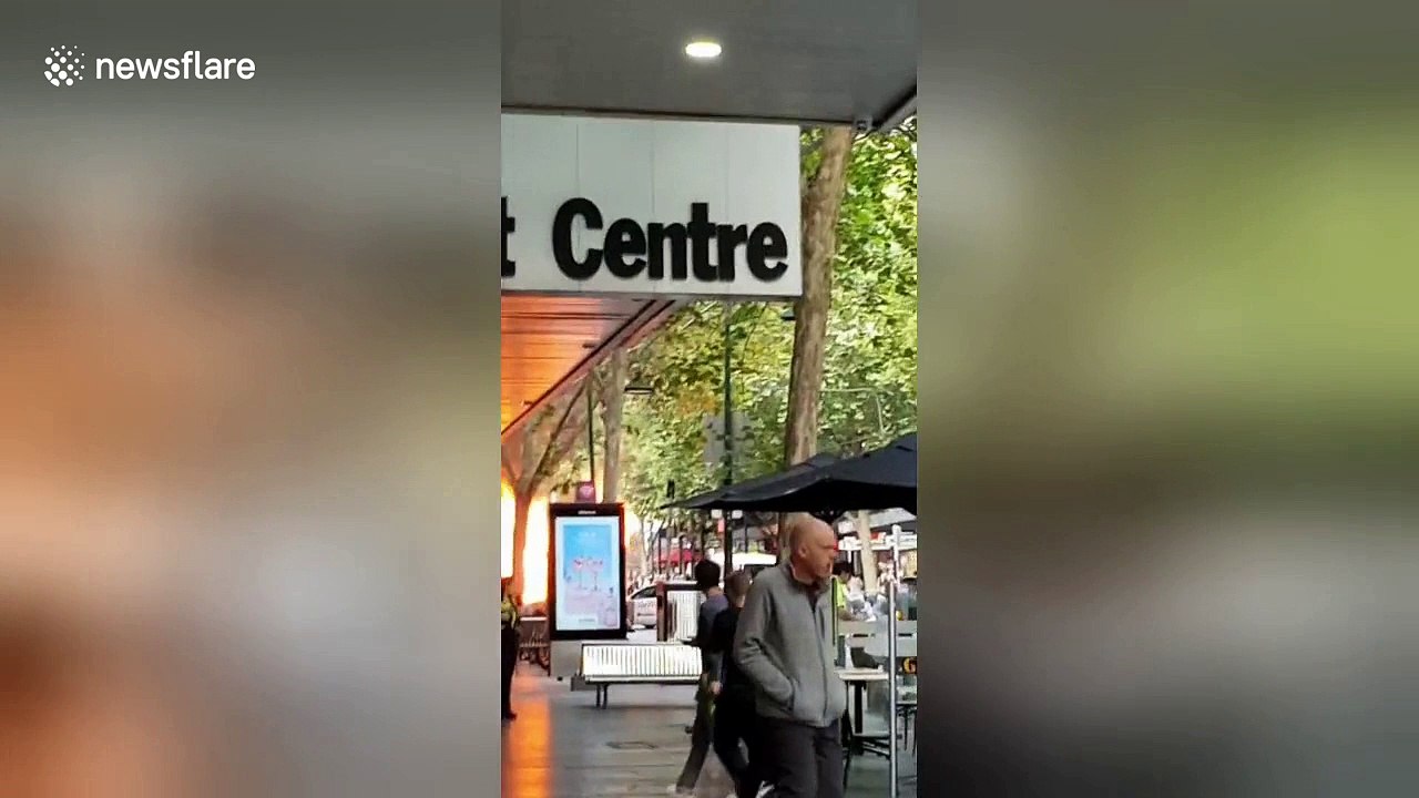 Footage shows car in flames as one dead, two injured following stabbing in Melbourne CBD